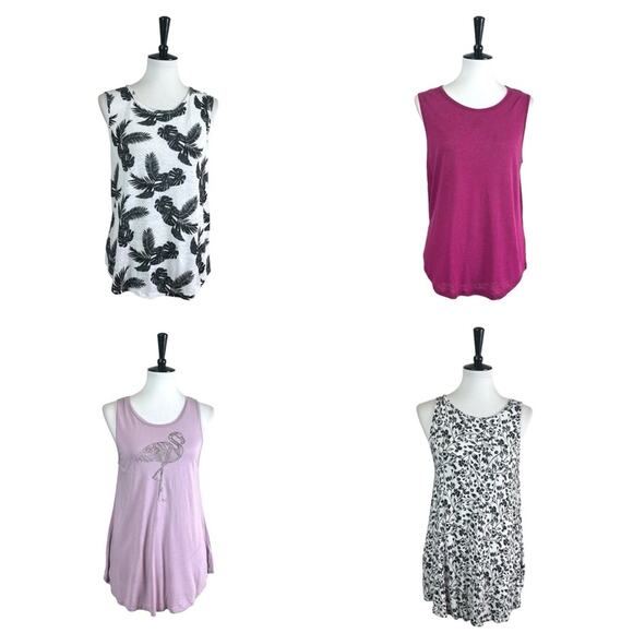 Old Navy Women’s Bundle of 4 Tank Tops Tie Back Palm Print Hot Pink Size Medium - Picture 9 of 9